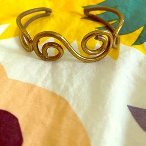 Brass cuff bracelet, scroll design